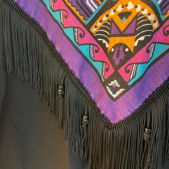 Vintage 80s Hazelwood Southwestern Navajo Tassel, beads, fringe cowgirl shirt - Picture 2 of 5